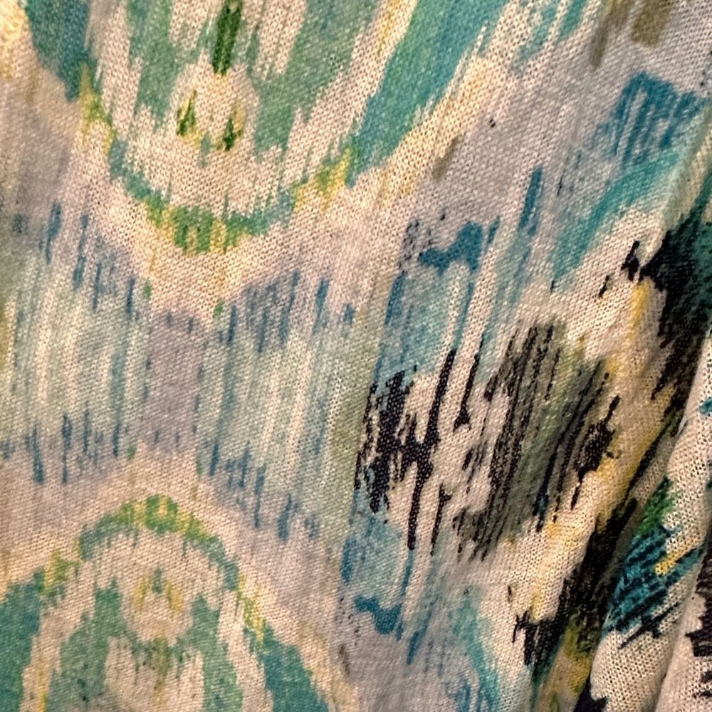 Chico's Vibrant Blue and Green Open-Front Cardigan Ramie Rayon Blend Size M - Picture 3 of 6